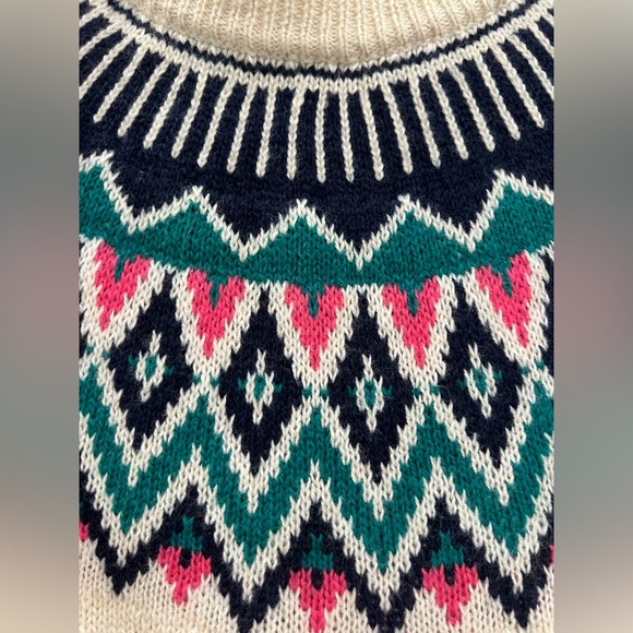 NWOT Fair Isle sweater in cream, black, pink, and green from Old Navy - Picture 3 of 6